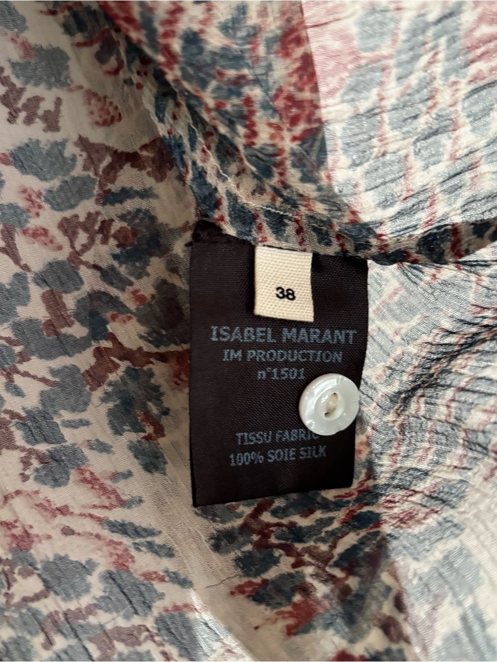 Isabel Marant Cream Silk Top with Blue & Rust Floral Print - Picture 4 of 8